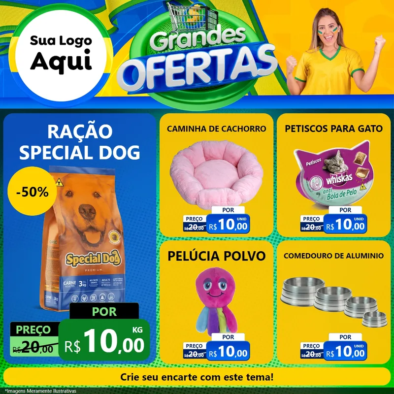 Modelo de Rede Social para Feed Facebook com o tema Grandes Ofertas para Pet Shop
