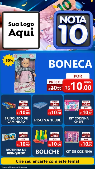 Modelo de Rede Social para Stories com o tema Nota 10 para Brinquedos
