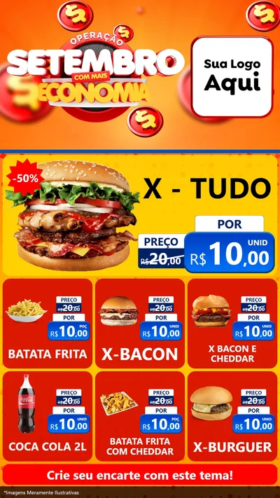 Modelo de Rede Social para Stories com o tema Operação Setembro Com Muita Economia para Hamburgueria