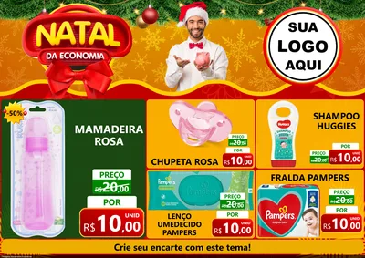 Modelo de Encarte para Encarte A4 Horizontal com o tema Natal da Economia para Bebês