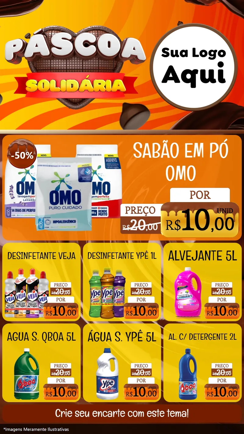 Modelo de Rede Social para Stories com o tema Páscoa Solidária para Produtos de Limpeza