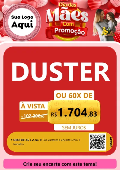 Modelo de Cartaz para Cartaz A4 Vertical com o tema Dia Das Mães Com Promoção para Concessionaria de Carros