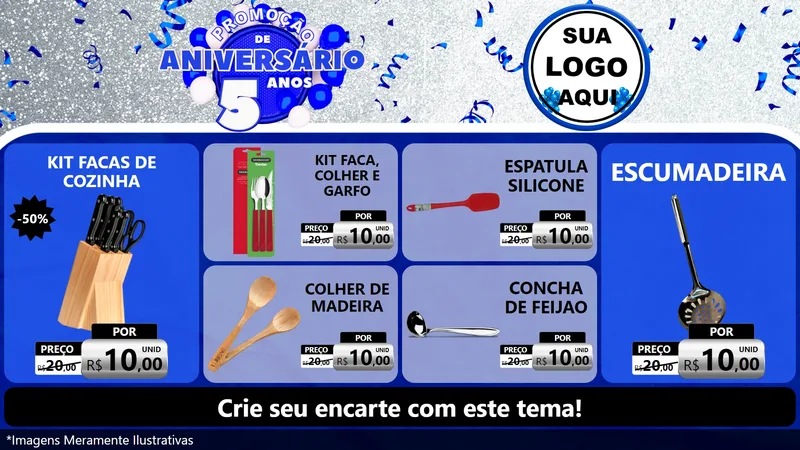 Modelo de TV para TV Horizontal com o tema Promoção de Aniversário - 5 Anos para Utilidades Domésticas