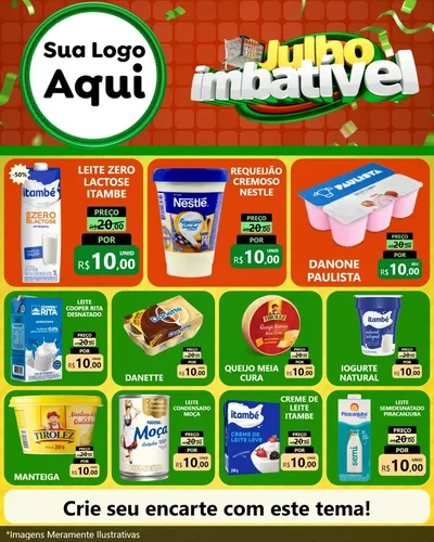 Modelo de Rede Social para Feed Instagram com o tema Julho Imbatível para Frios e Laticínios