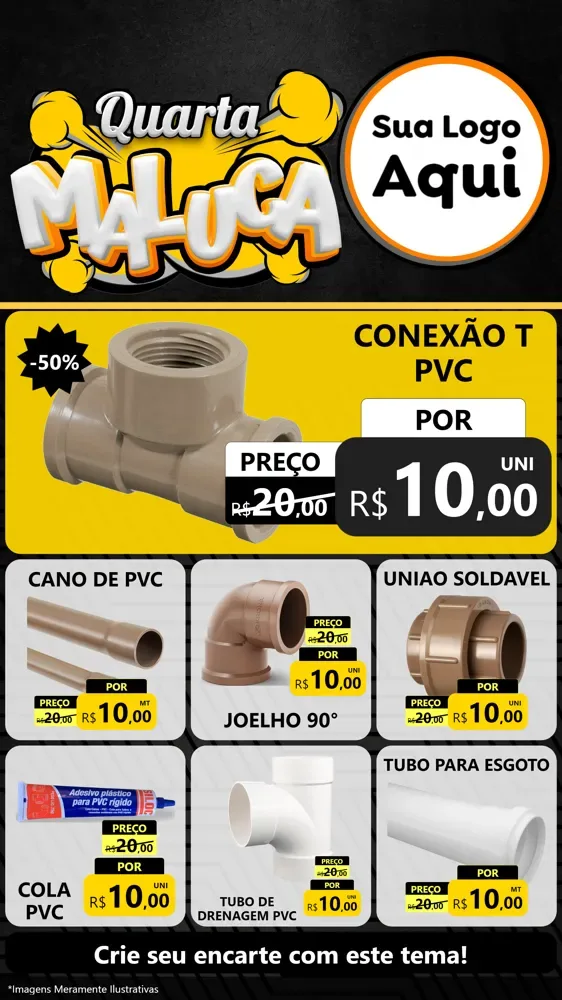 Modelo de Rede Social para Stories com o tema Quarta Maluca para Tubos e conexões