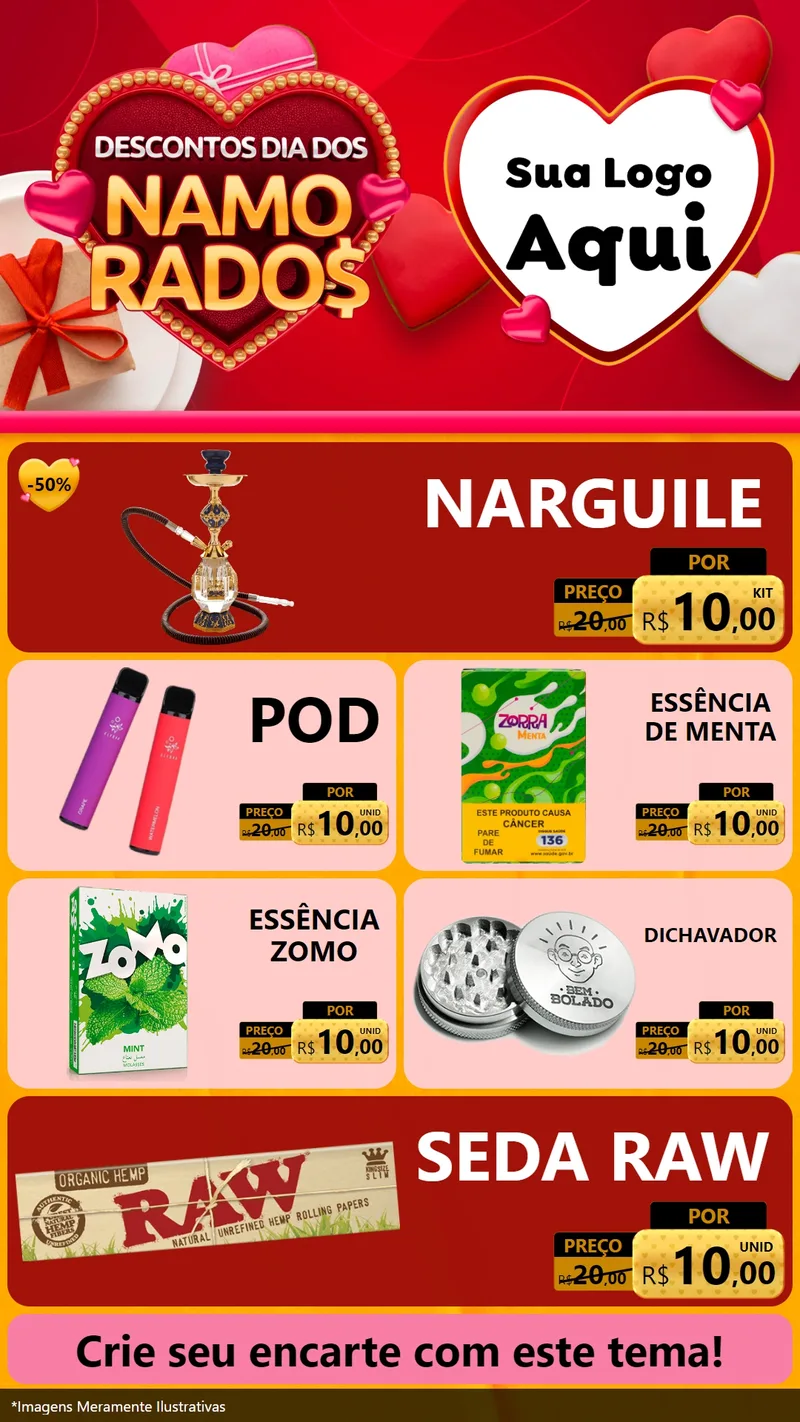 Modelo de TV para TV Vertical com o tema Descontos Dia dos Namorados para Tabacaria