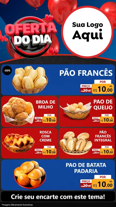 Modelo de TV para TV Vertical com o tema Oferta do Dia para Padaria
