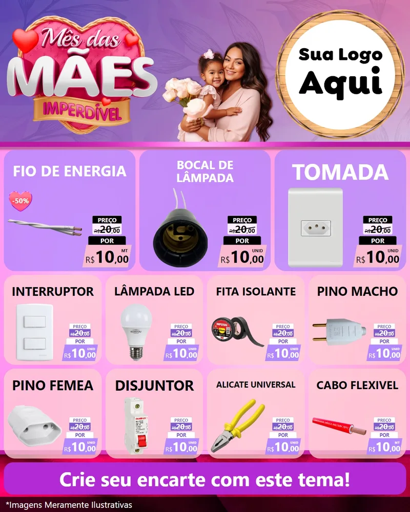 Modelo de Rede Social para Feed Instagram com o tema Mês das Mães Imperdível para Materiais Elétricos