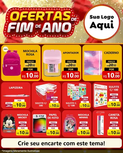 Modelo de Rede Social para Feed Instagram com o tema Ofertas de Fim de Ano para Papelaria