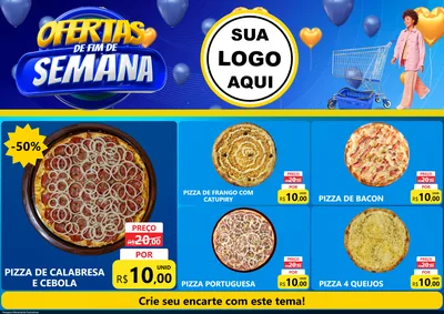 Modelo de Encarte para Encarte A4 Horizontal com o tema Ofertas de Fim de Semana para Pizzaria