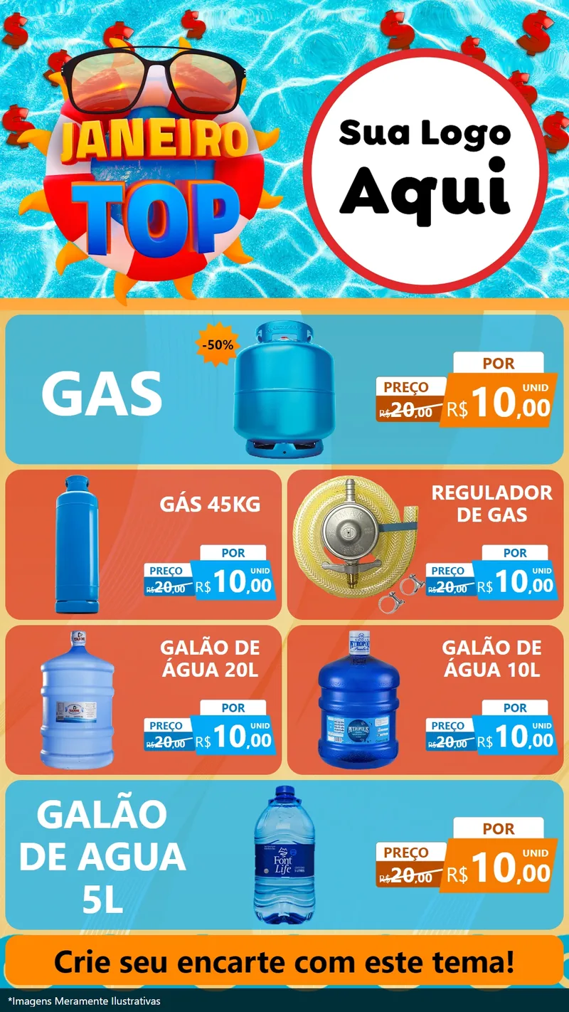 Modelo de TV para TV Vertical com o tema Janeiro Top para Água e gás