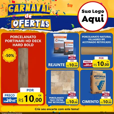 Modelo de Rede Social para Feed Facebook com o tema Carnaval de Ofertas para Pisos e revestimentos