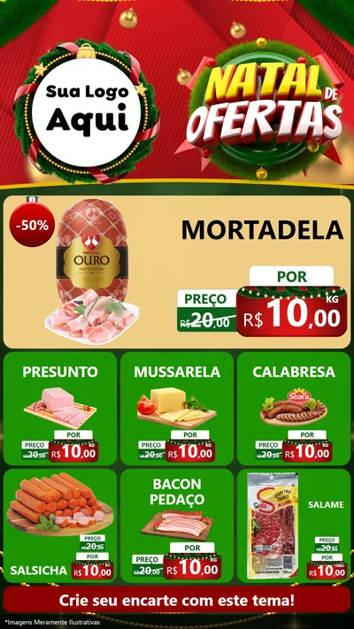 Modelo de Rede Social para Stories com o tema Natal de Ofertas para Frios e Laticínios