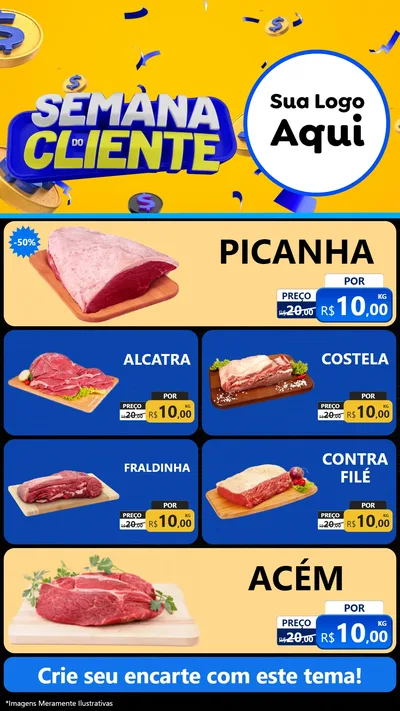 Modelo de TV para TV Vertical com o tema Semana do Cliente para Açougue