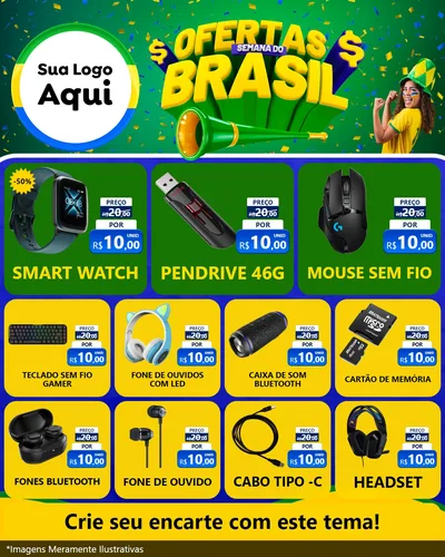 Modelo de Rede Social para Feed Instagram com o tema Ofertas Semana do Brasil para Informática