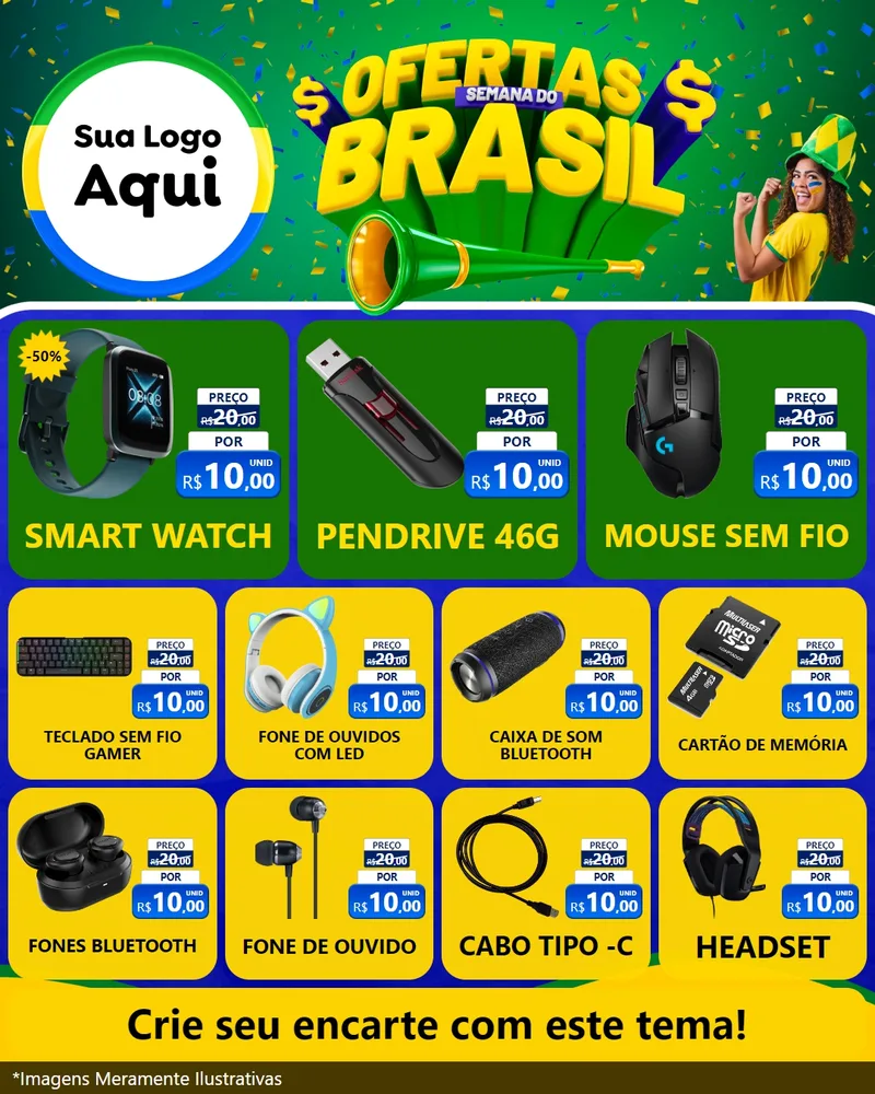 Modelo de Rede Social para Feed Instagram com o tema Ofertas Semana do Brasil para Informática