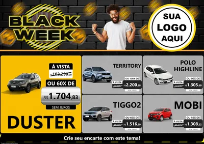 Modelo de Encarte para Encarte A4 Horizontal com o tema Black Week para Concessionaria de Carros