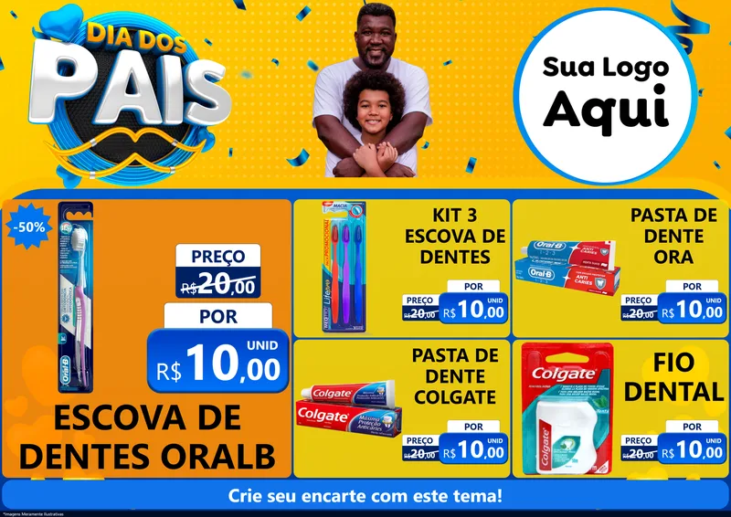 Modelo de Encarte para Encarte A4 Horizontal com o tema Dia dos Pais para Higiene Pessoal