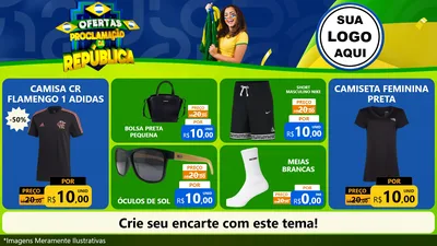 Modelo de TV para TV Horizontal com o tema Ofertas Proclamação da República para Roupas e acessórios