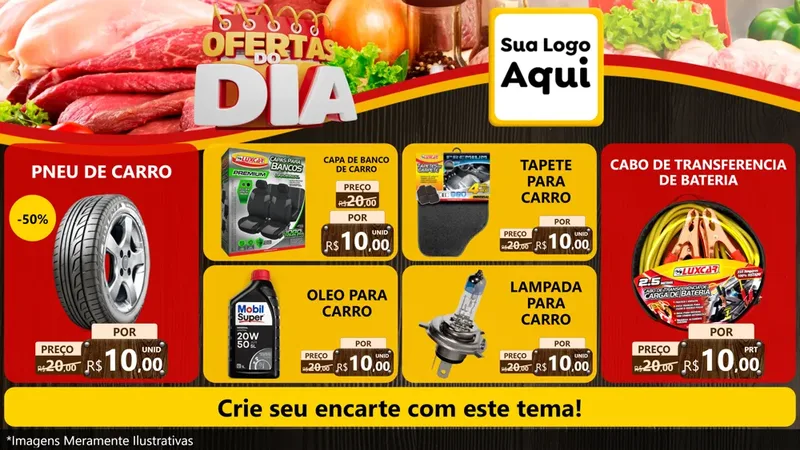 Modelo de TV para TV Horizontal com o tema Ofertas do Dia para Auto peças