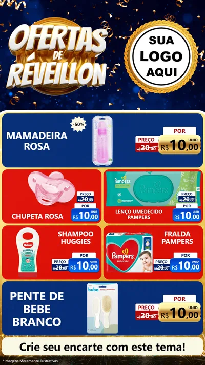 Modelo de TV para TV Vertical com o tema Ofertas de Réveillon para Bebês