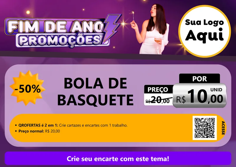 Modelo de Cartaz para Cartaz A4 Horizontal com o tema Fim de Ano Promoções para Artigos Esportivos
