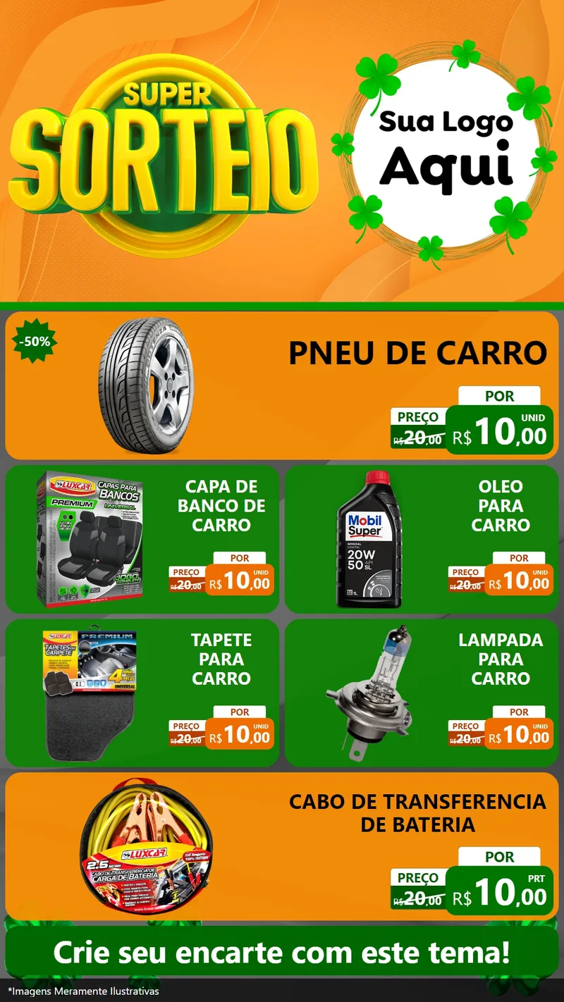 Modelo de TV para TV Vertical com o tema Super Sorteio para Auto peças