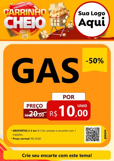 Modelo de Cartaz para Cartaz A4 Vertical com o tema Promoção carrinho cheio para Água e gás