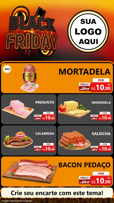 Modelo de TV para TV Vertical com o tema Black Friday para Frios e Laticínios