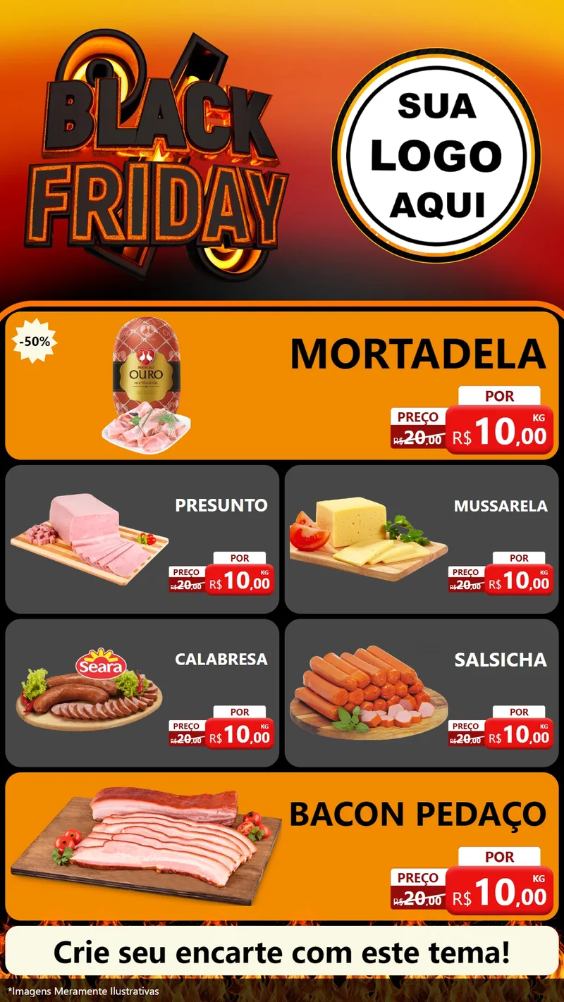 Modelo de TV para TV Vertical com o tema Black Friday para Frios e Laticínios