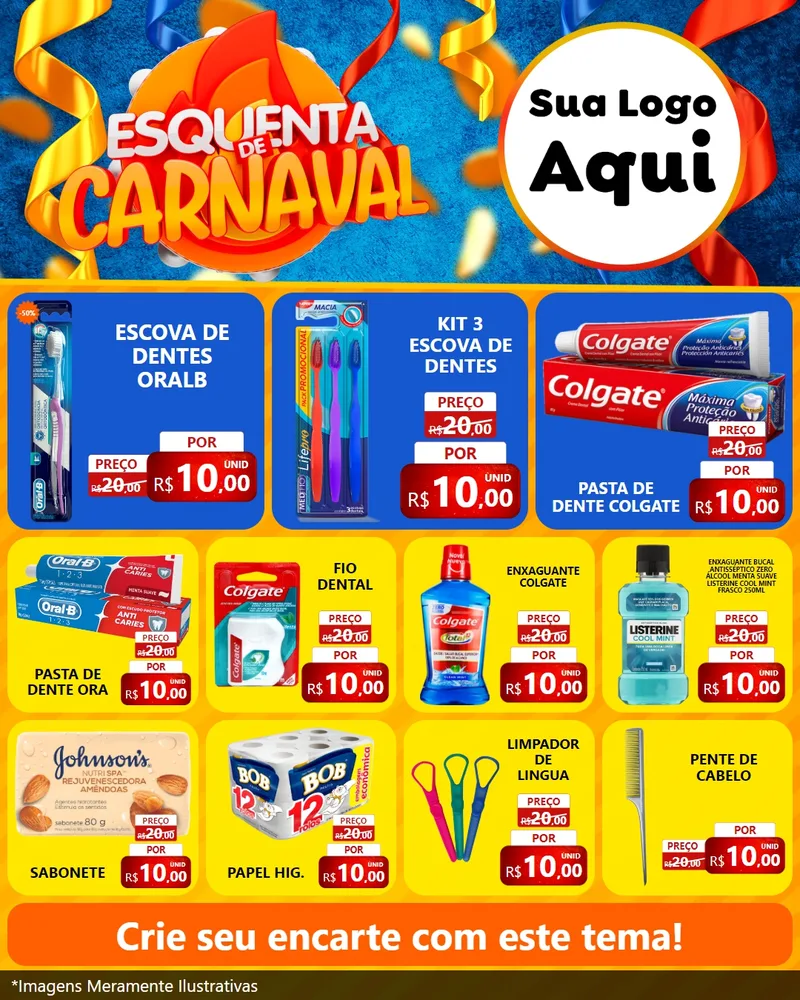 Modelo de Rede Social para Feed Instagram com o tema Esquenta de Carnaval para Higiene Pessoal