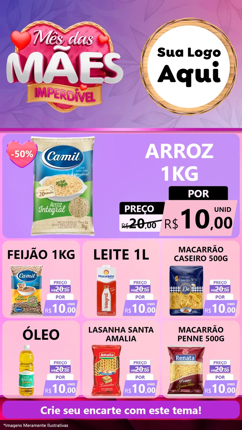 Modelo de Rede Social para Stories com o tema Mês das Mães Imperdível para Supermercado