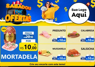 Modelo de Encarte para Encarte A4 Horizontal com o tema Sabadou de Ofertas para Frios e Laticínios