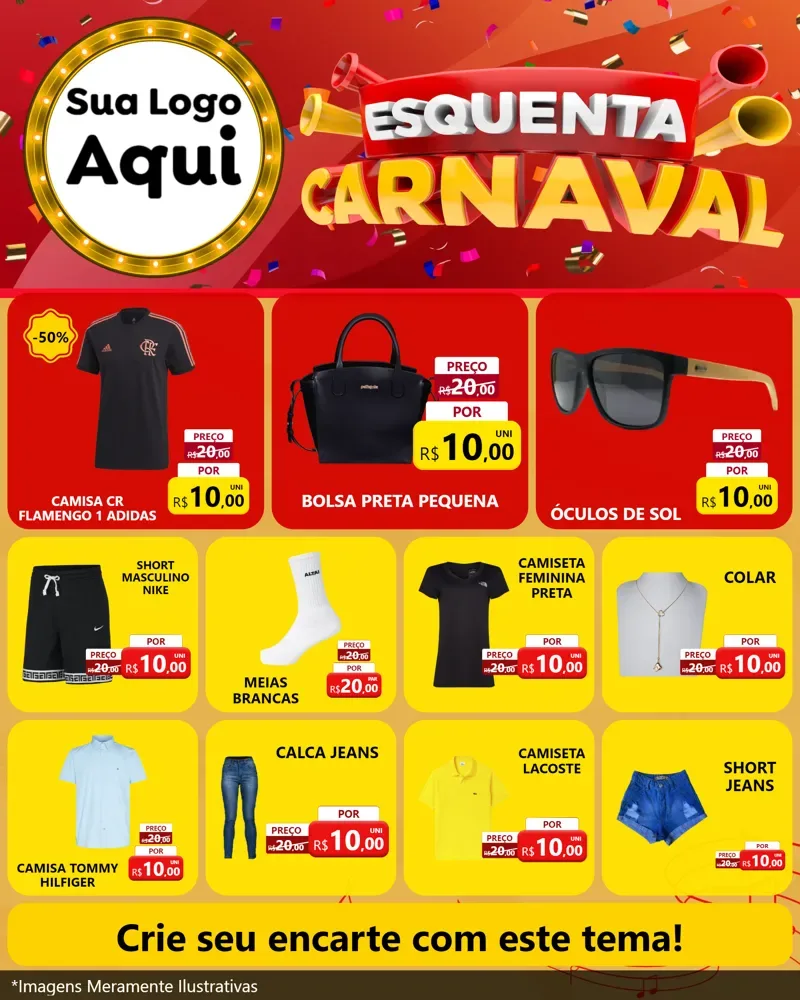 Modelo de Rede Social para Feed Instagram com o tema Esquenta Carnaval para Roupas e acessórios