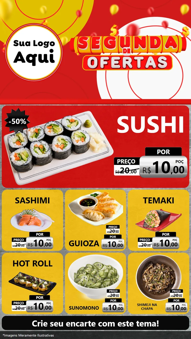 Modelo de Rede Social para Stories com o tema Segunda de Ofertas para Comida japonesa