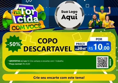 Modelo de Cartaz para Cartaz A4 Horizontal com o tema Na Torcida Com Você - Copa para Embalagens