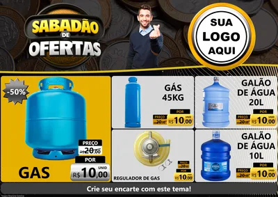 Modelo de Encarte para Encarte A4 Horizontal com o tema Sabadão de Ofertas para Água e gás