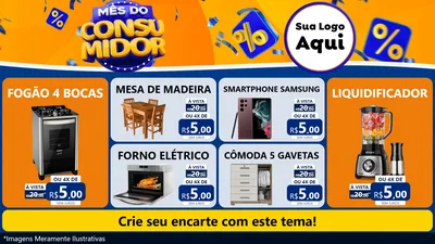 Modelo de TV para TV Horizontal com o tema Mês do Consumidor para Móveis e Eletro