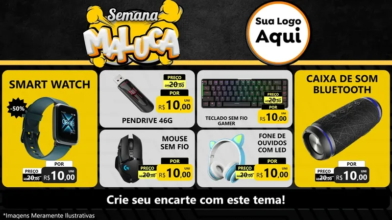 Modelo de TV para TV Horizontal com o tema Semana Maluca para Informática