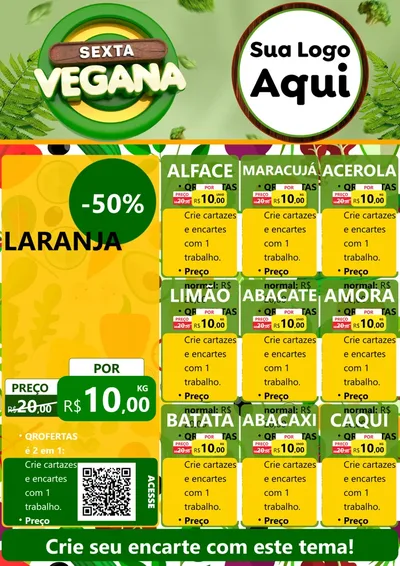 Modelo de Cartaz para Cartaz A4 Vertical com o tema Sexta Vegana para Hortifrúti