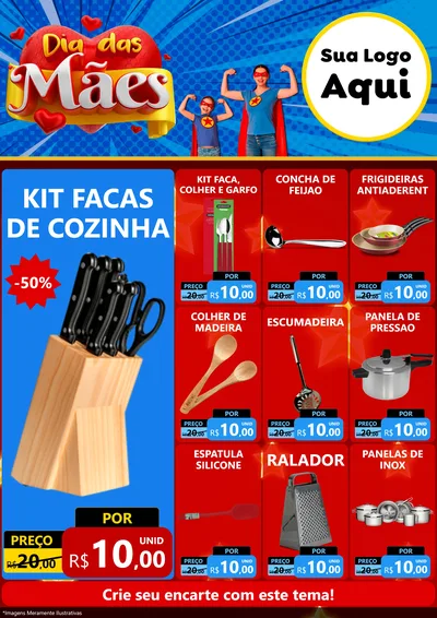 Modelo de Encarte para Encarte A4 Vertical com o tema Dia das Mães para Utilidades Domésticas