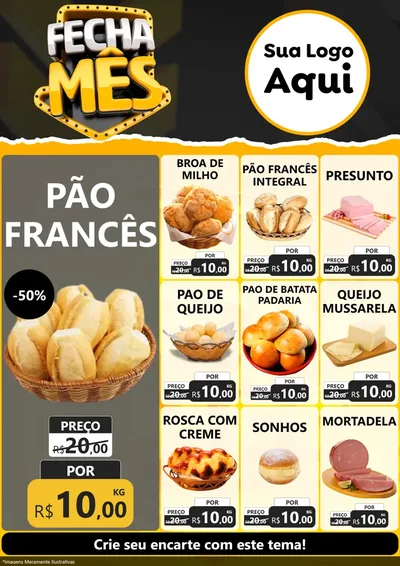 Modelo de Encarte para Encarte A4 Vertical com o tema Fecha Mês para Padaria