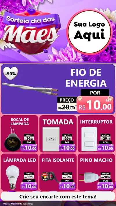 Modelo de Rede Social para Stories com o tema Sorteio Dia das Mães para Materiais Elétricos