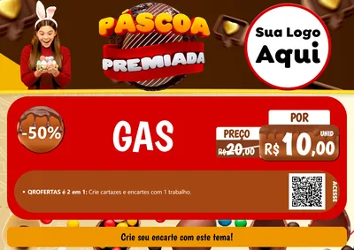 Modelo de Cartaz para Cartaz A4 Horizontal com o tema Páscoa Premiada para Água e gás