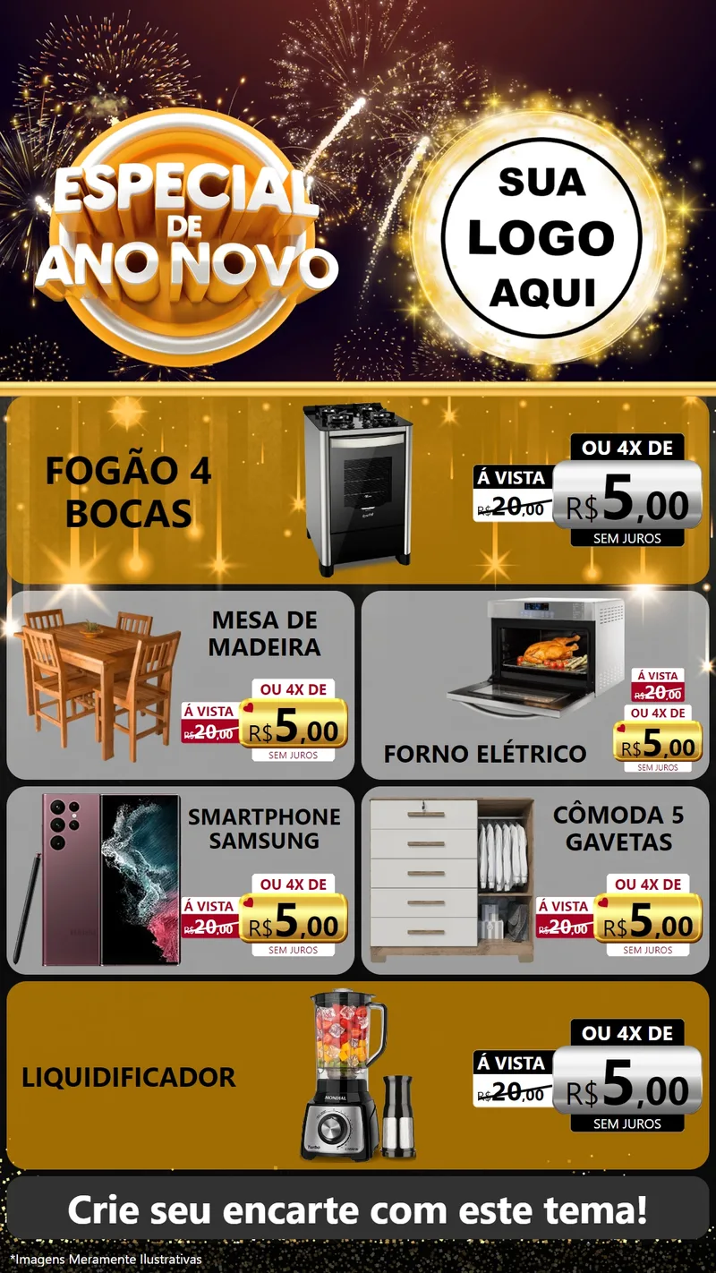 Modelo de TV para TV Vertical com o tema Especial de Ano Novo para Móveis e Eletro