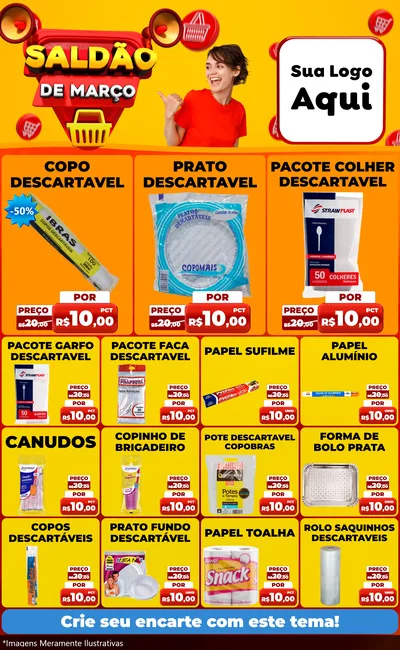 Modelo de Encarte para Encarte Grande com o tema Saldão de Março para Embalagens