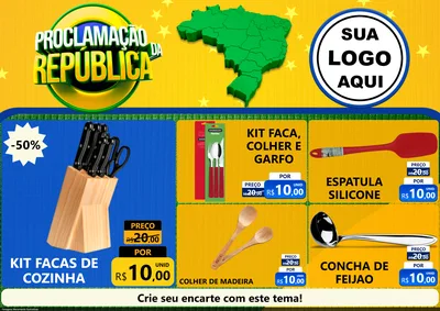 Modelo de Encarte para Encarte A4 Horizontal com o tema Proclamação da República para Utilidades Domésticas
