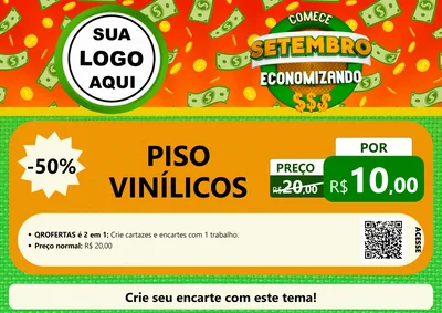 Modelo de Cartaz para Cartaz A4 Horizontal com o tema Comece Setembro Economizando para Material para Construção