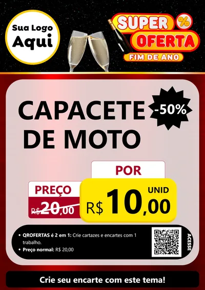 Modelo de Cartaz para Cartaz A4 Vertical com o tema Super Oferta Fim de Ano para Moto peças