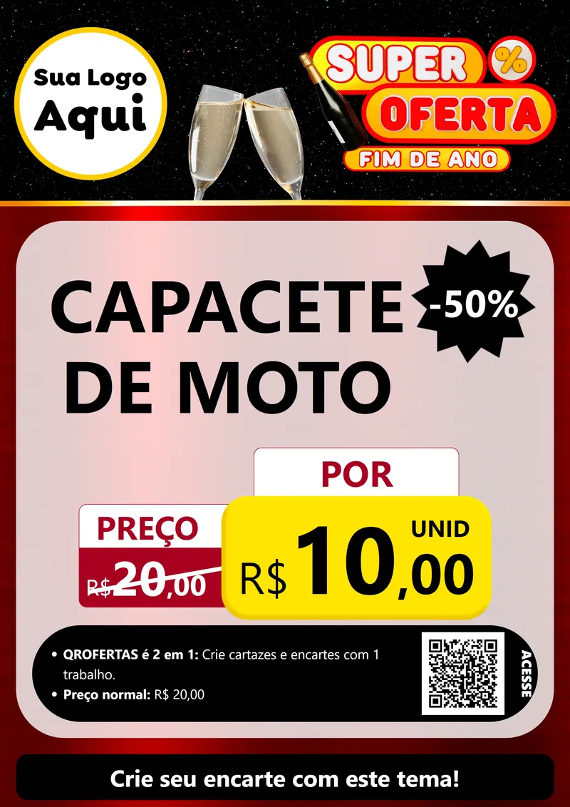 Modelo de Cartaz para Cartaz A4 Vertical com o tema Super Oferta Fim de Ano para Moto peças